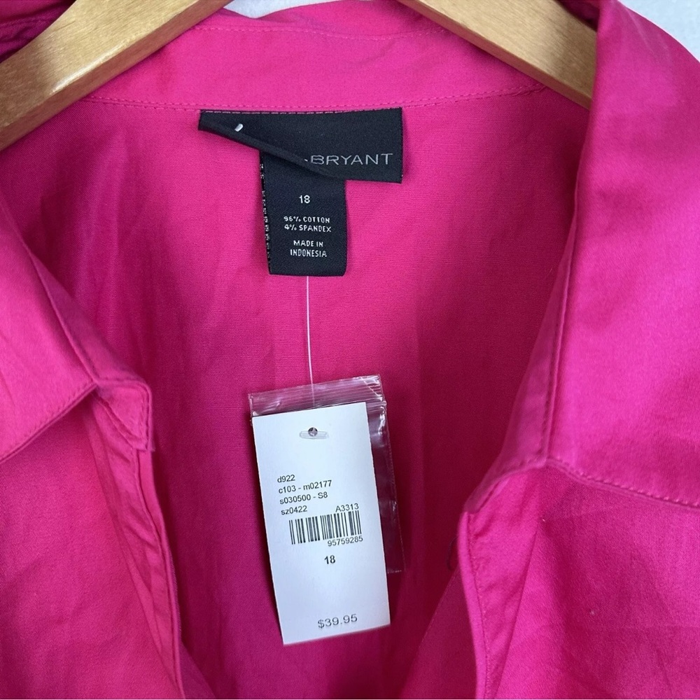 Lane Bryant Button Down Shirt Women’s Plus Size 18 Hot Pink 3/4 Sleeve NWT - Picture 3 of 14